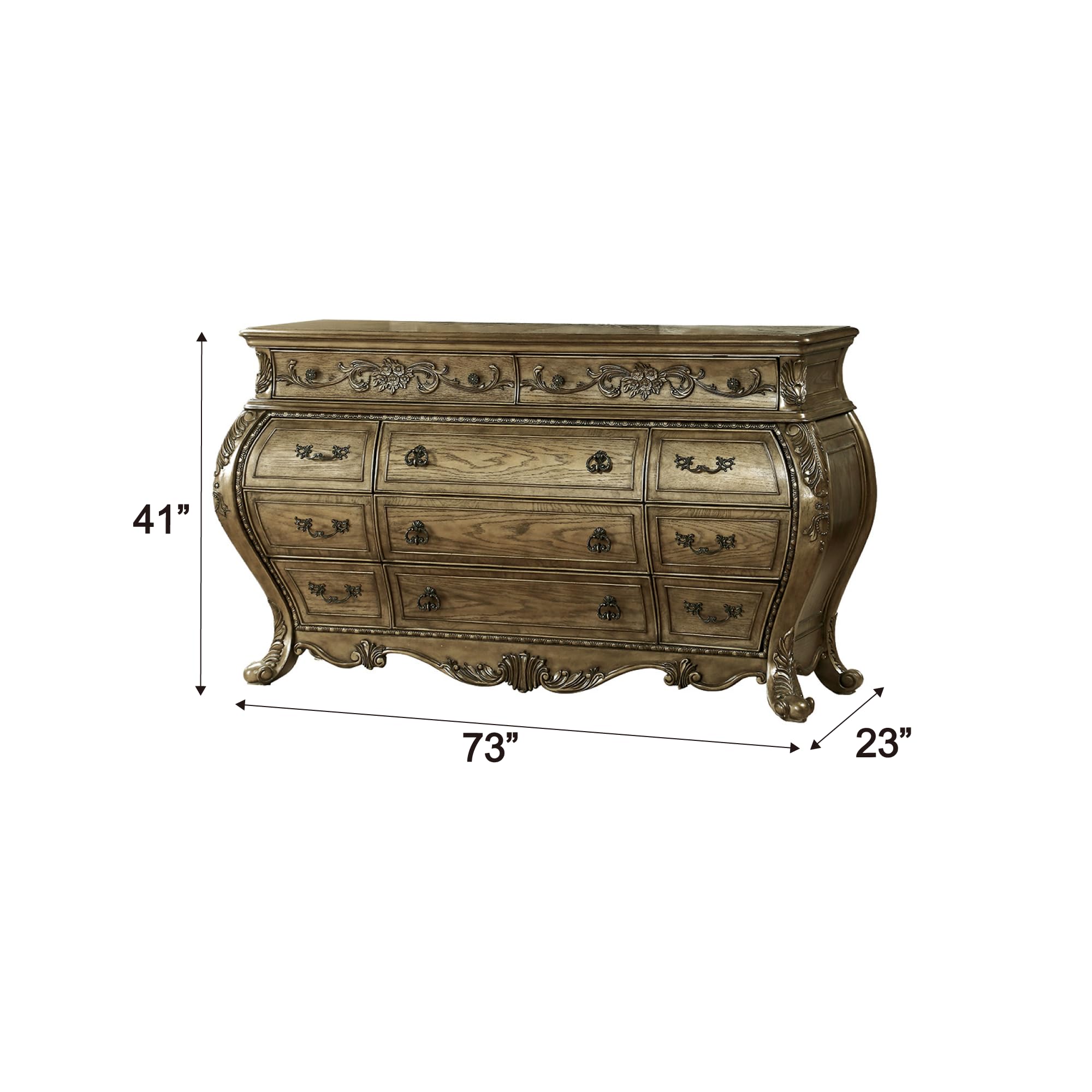 Ragenardus 11-Drawer Dresser Vintage Oak