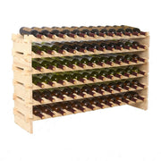 Stackable Modular Wine Rack 72 Bottle Capacity Pine Wood
