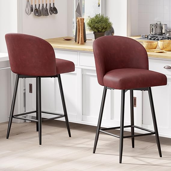 Mid Century Modern Swivel Bar Stool Set of 2