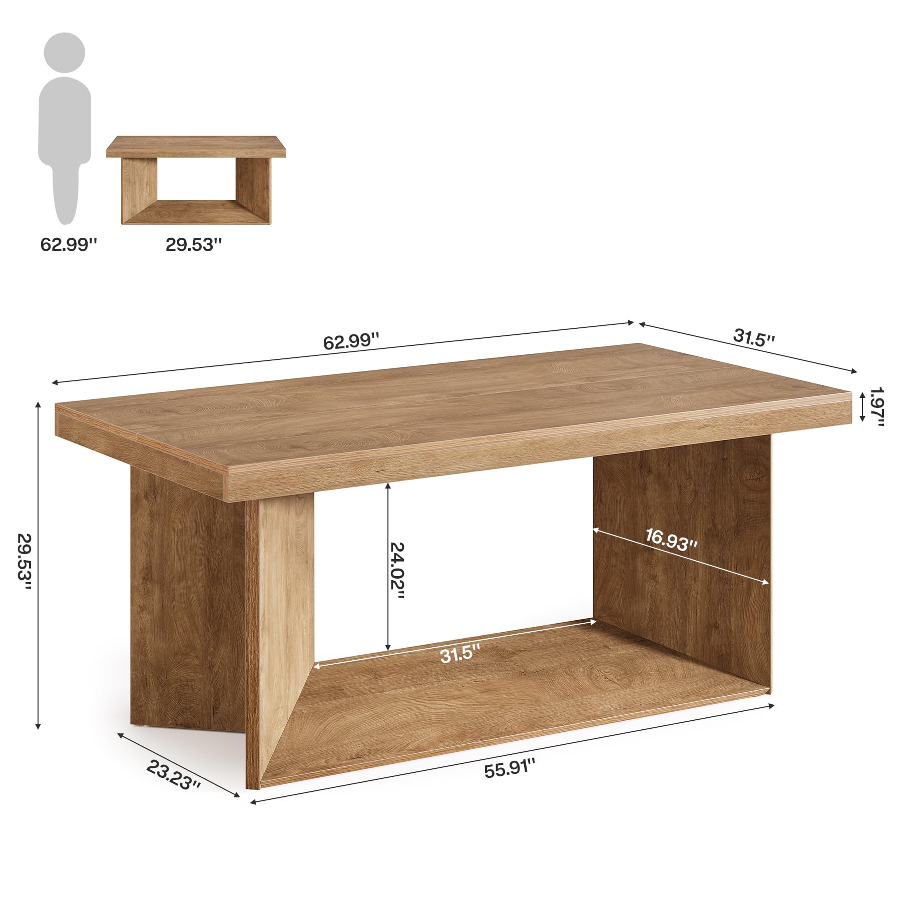 63-Inch Executive Desk with Heavy Duty Pedestal