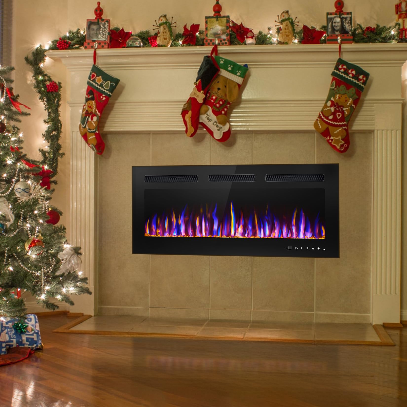 40" Electric Fireplace Wall Mounted Recessed with Remote Control