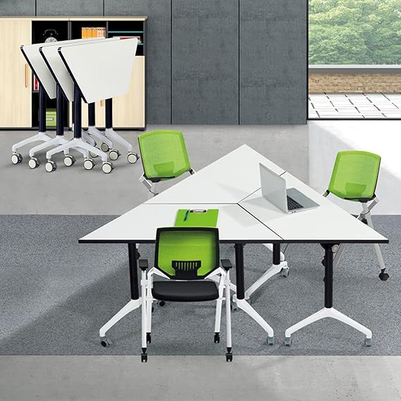 Folding Trapezoidal Conference Tables with Wheels - 8 Pack