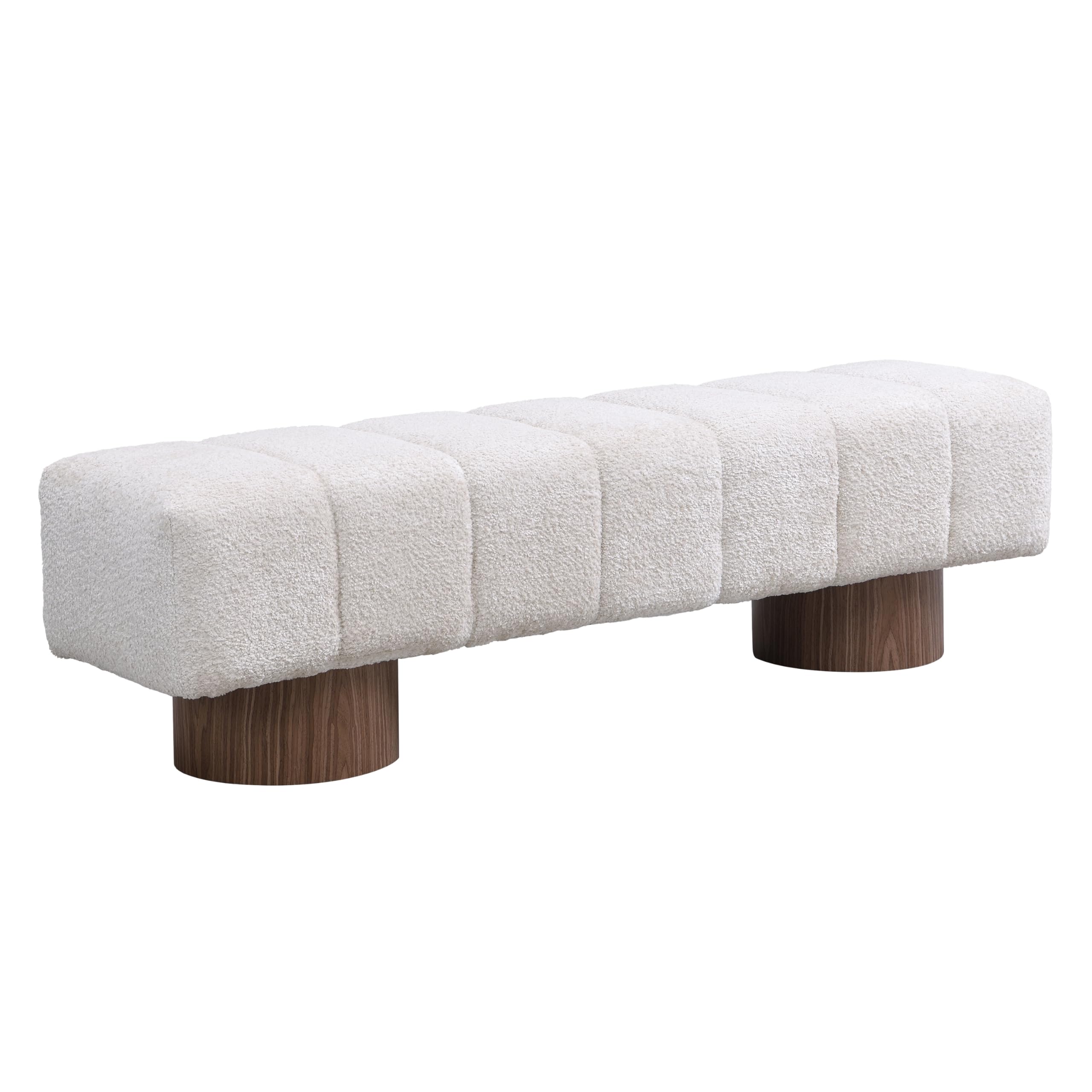 64" Boucle Dining Bench - Upholstered Ottoman Seat