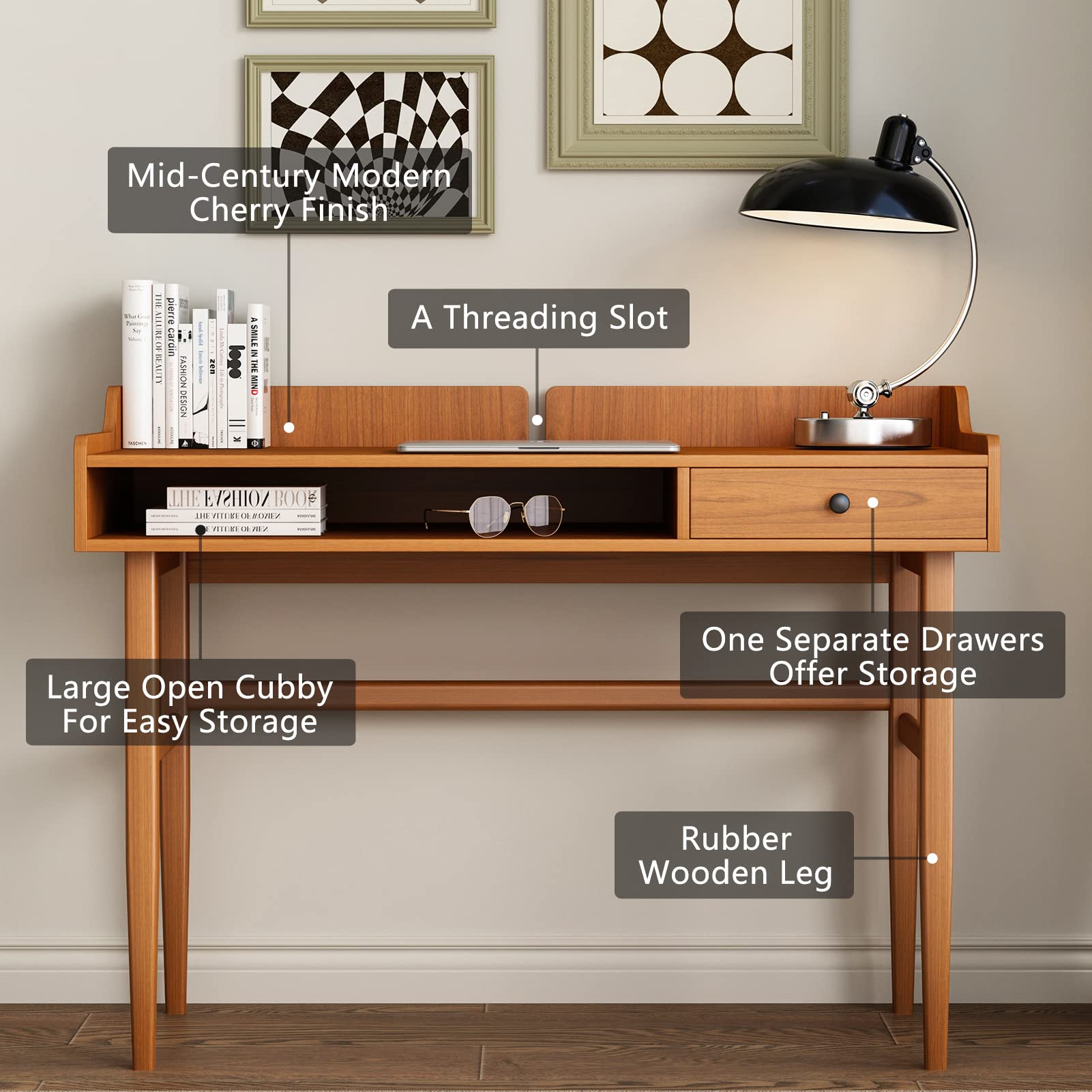 Mid-Century Modern Writing Desk with Drawer