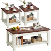 Farmhouse Coffee Table Set 3 Piece with End Tables