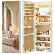 Wall Mounted Mirror Jewelry Cabinet with LED Lights