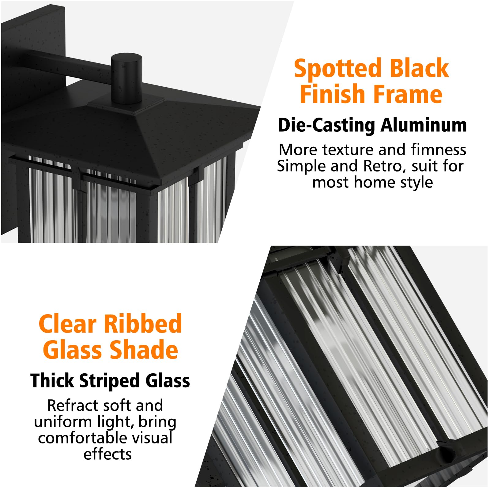 Retro Outdoor Wall Light with Ribbed Glass