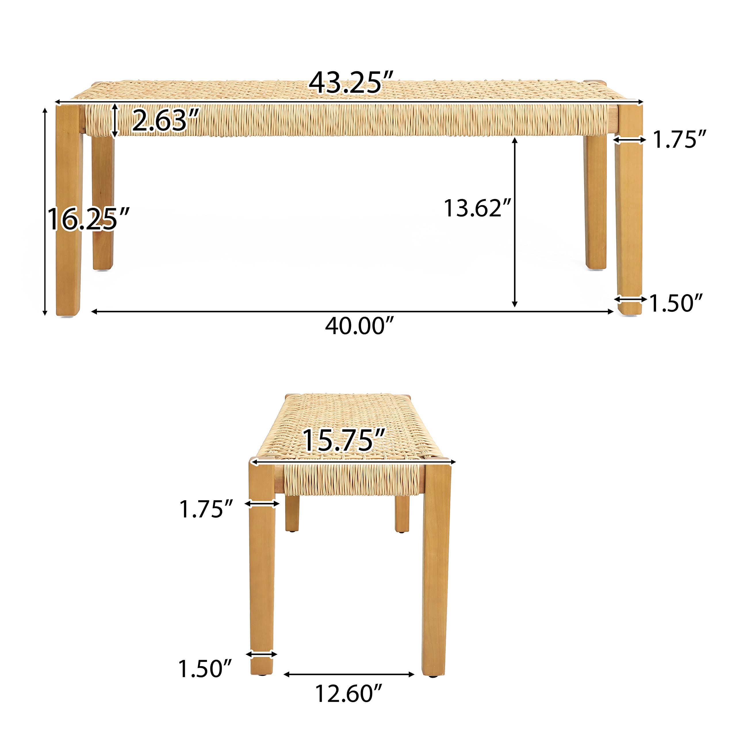 Isaac Outdoor Industrial Acacia Wood Bench