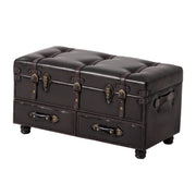 Vintage Storage Ottoman Bench with Buckle Closure