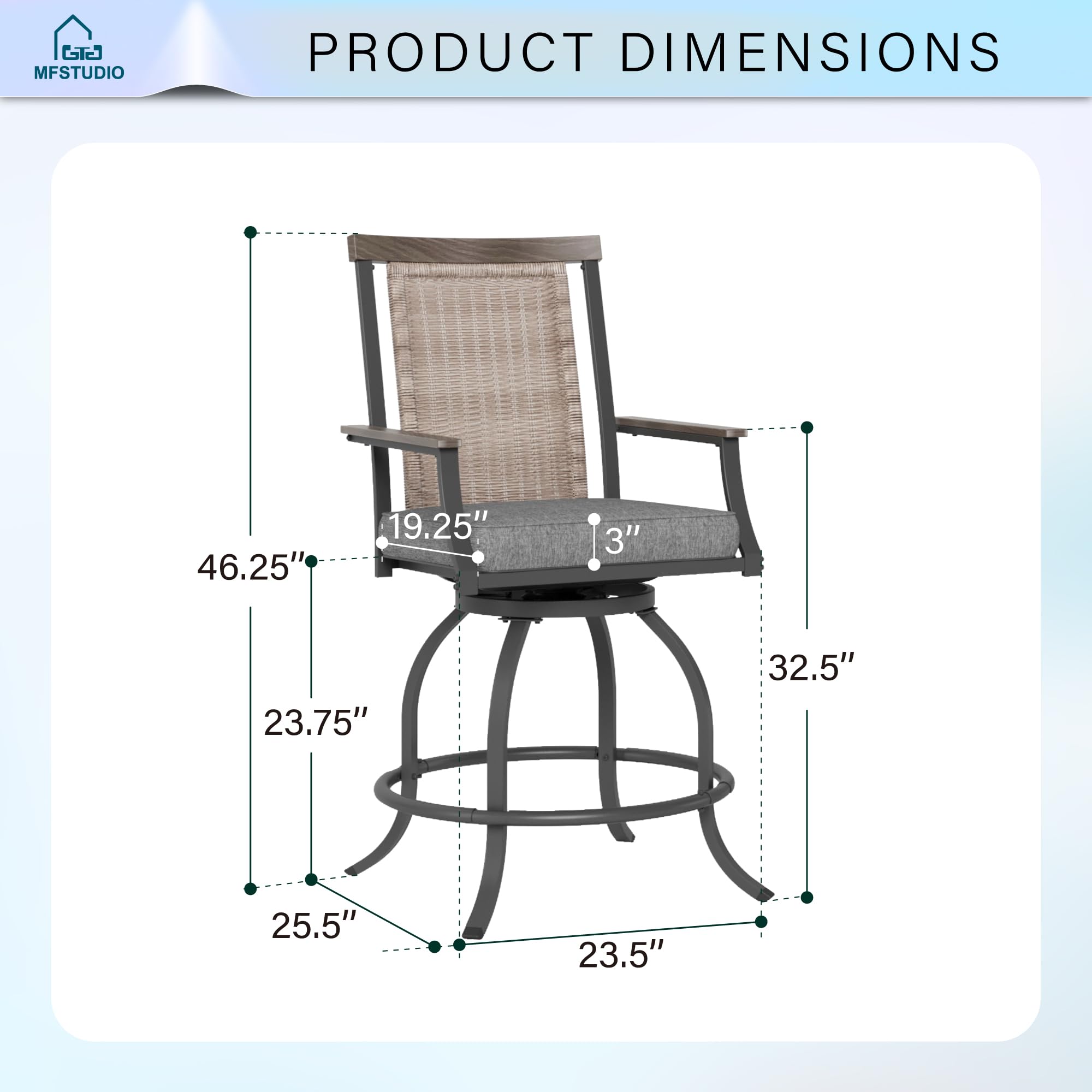 Swivel Rattan Bar Stool Set of 4