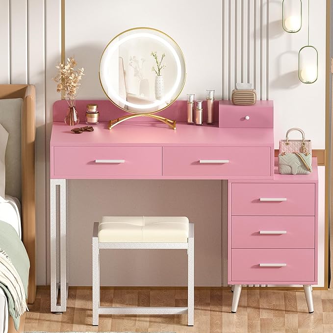 Vanity Desk with Mirror and Lights