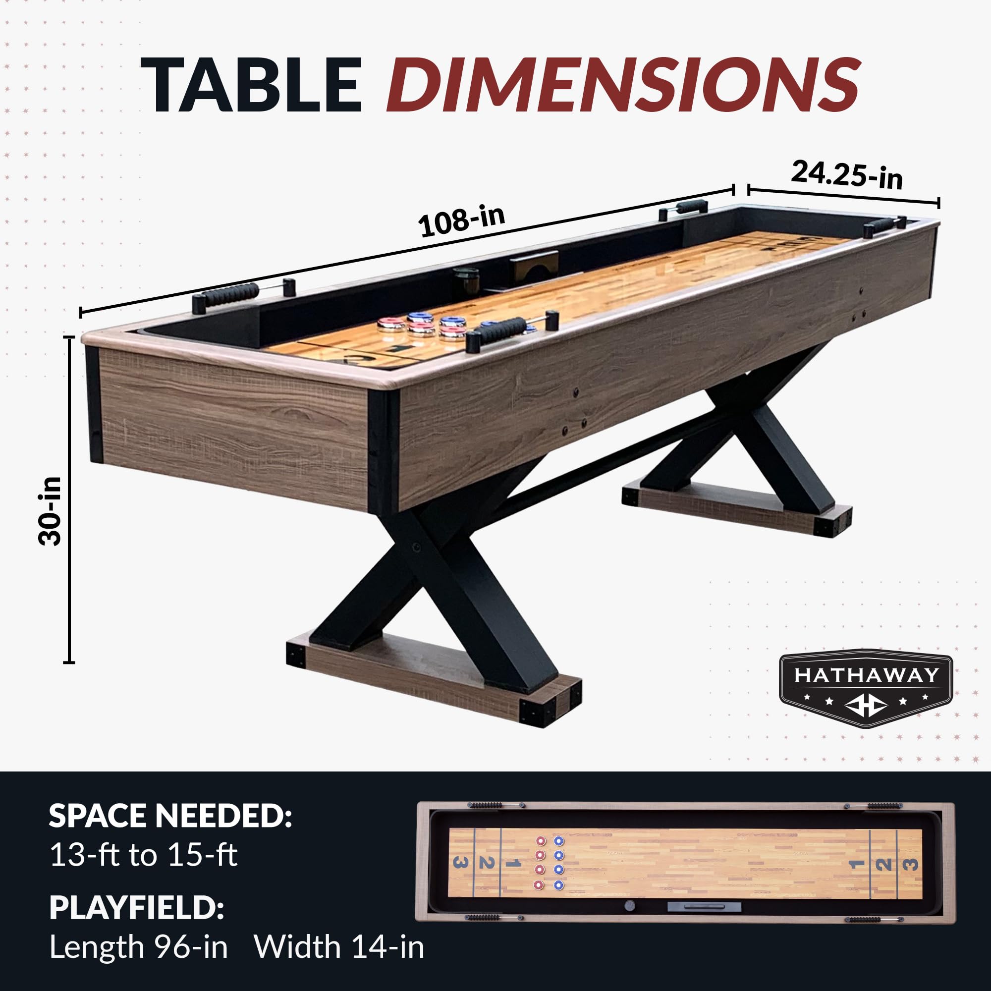 9-Ft Shuffleboard Table Driftwood Finish