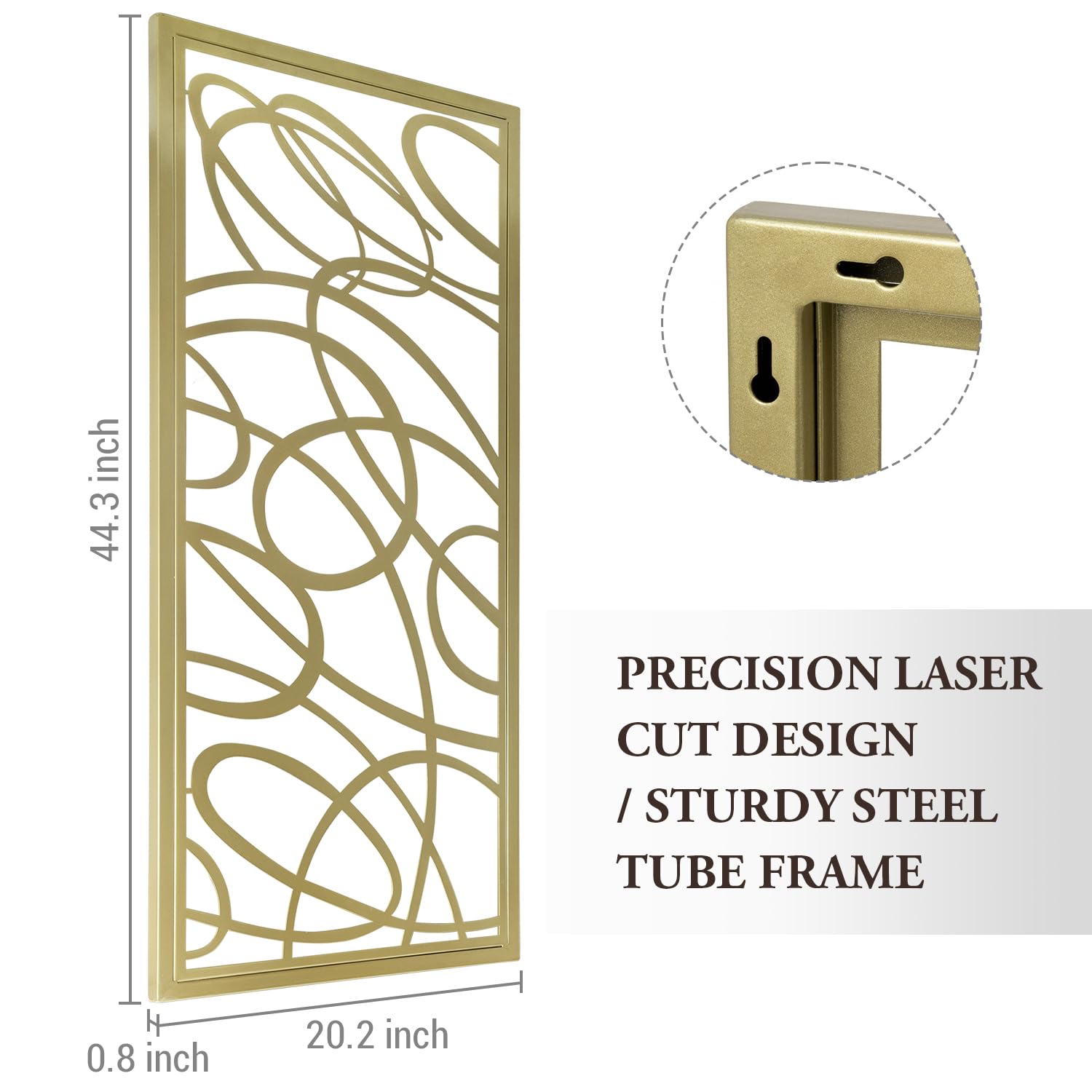44" x 22" Large Gold Metal Abstract Laser Cut Wall Art Panel