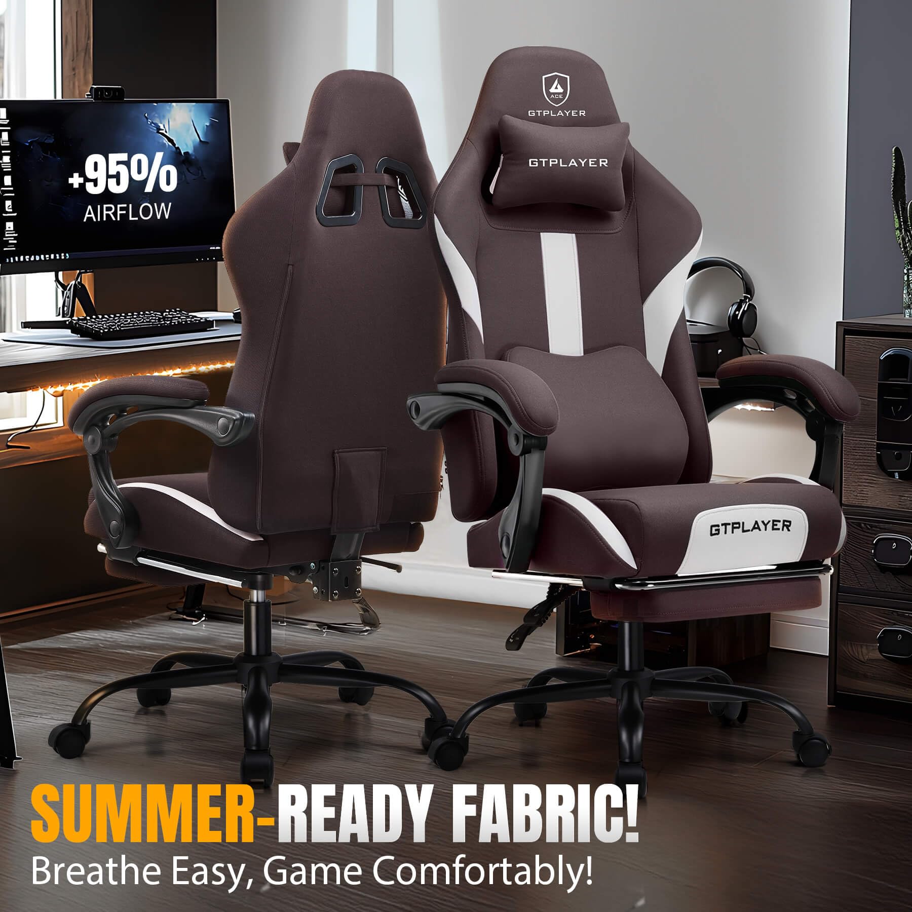 Ergonomic Gaming Chair with Footrest