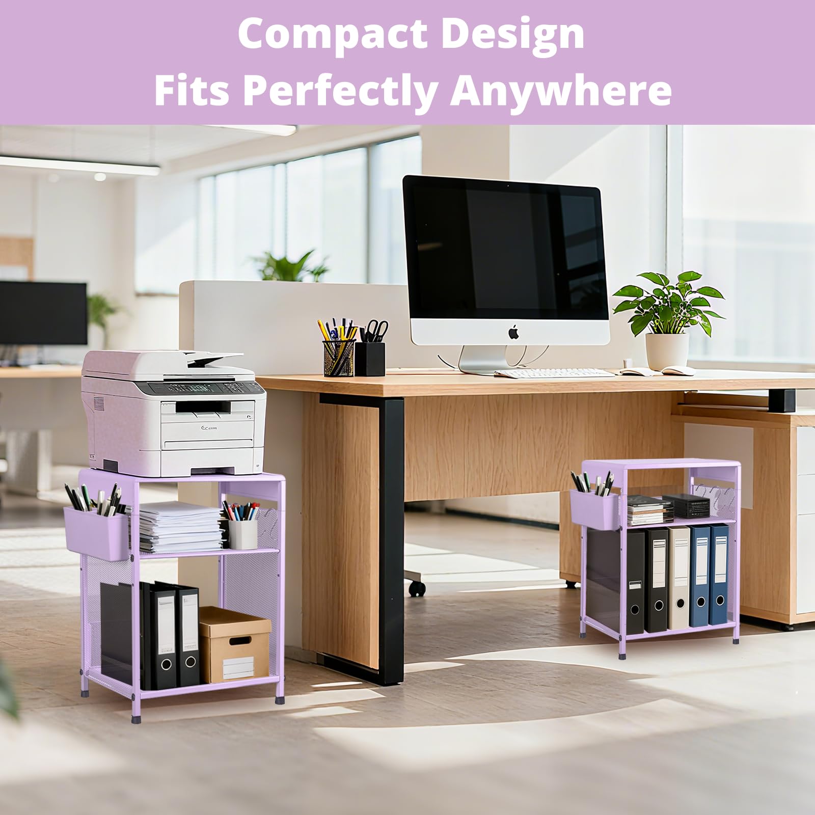 Purple Kids Nightstand 3-Tier Small Side Table