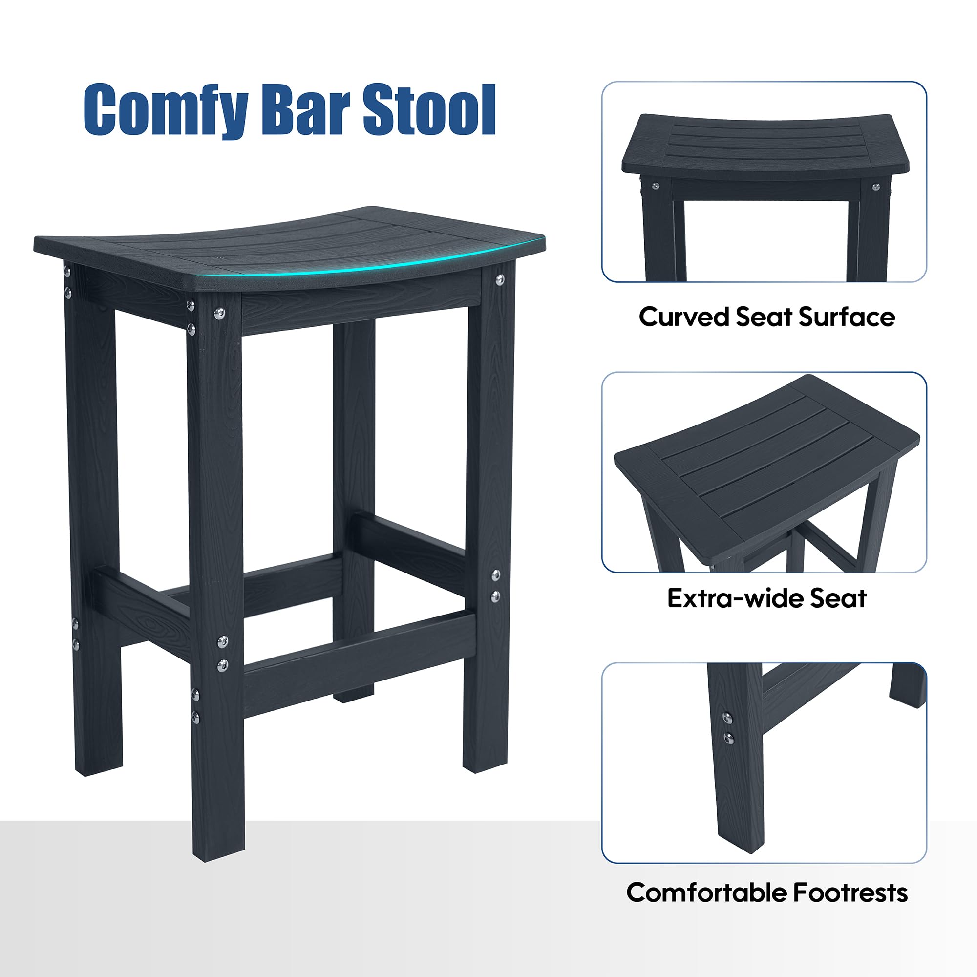 Outdoor Patio Bar Set with 2 Stools