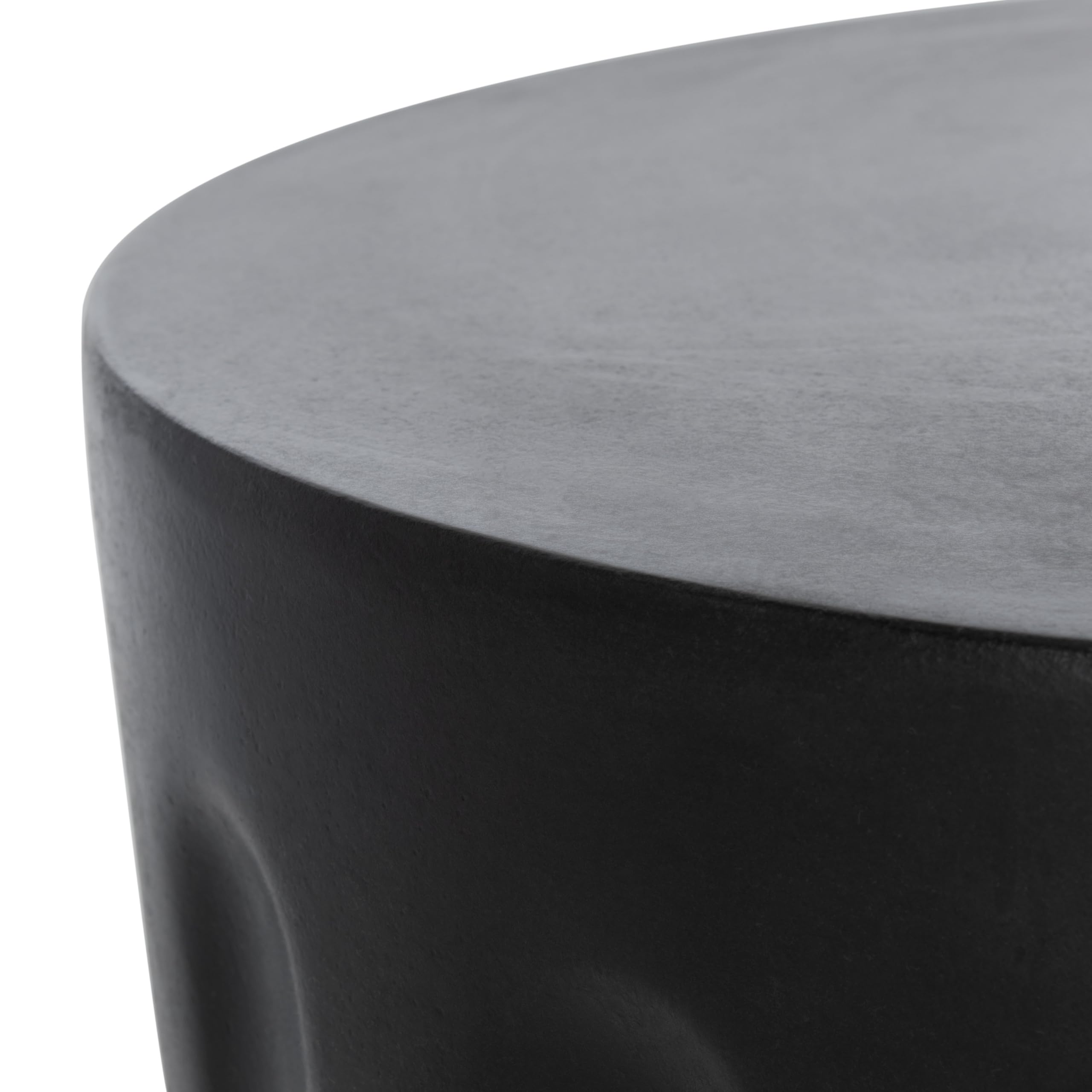 Modern Concrete Round Accent Table - Black