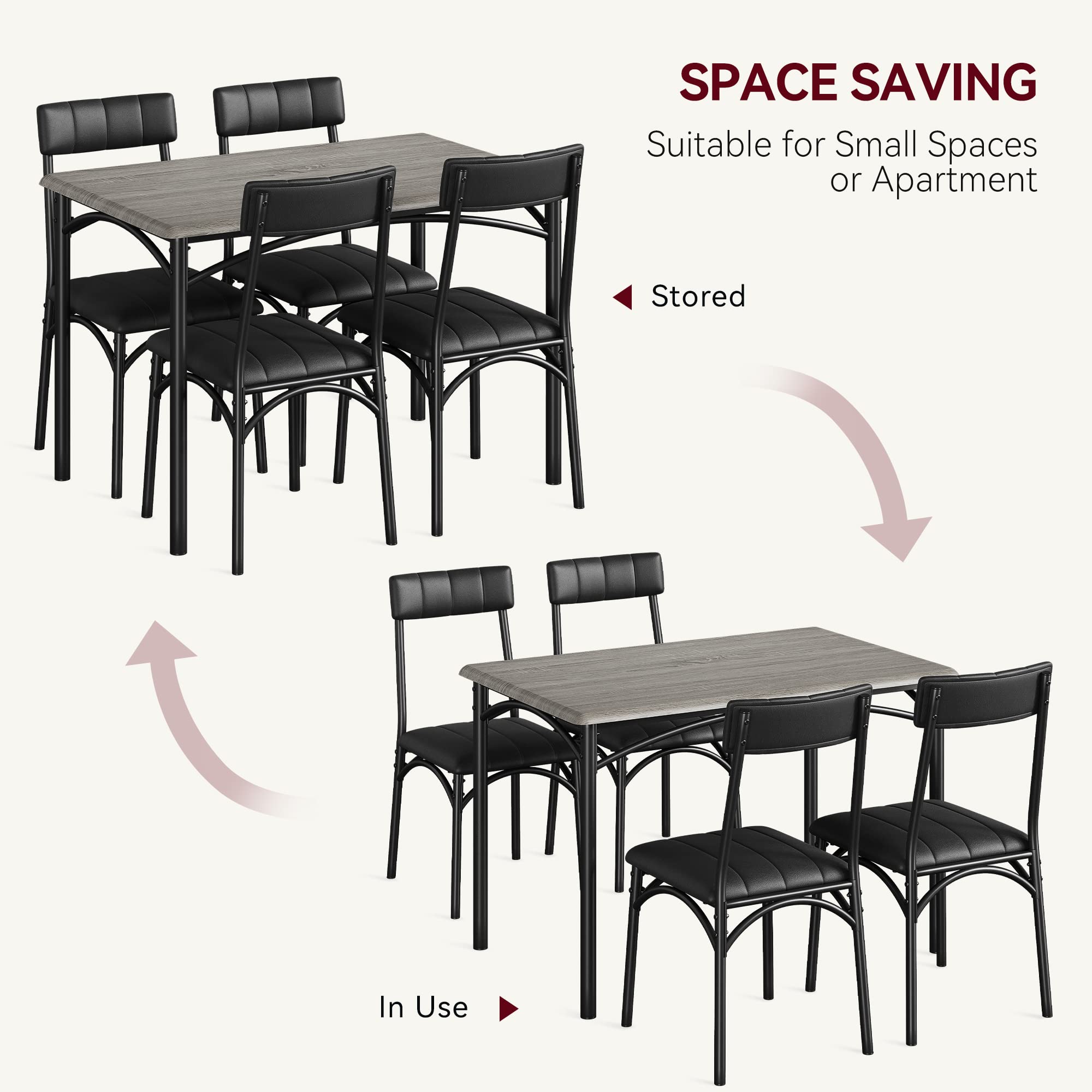 5-Piece Dining Table Set with Upholstered Chairs