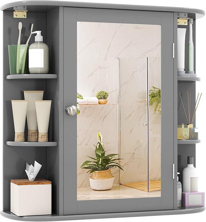 Bathroom Medicine Cabinet with Mirror Wall Mounted Storage Organizer