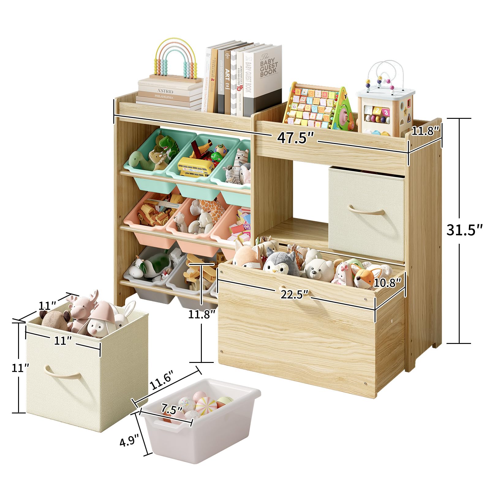 4-in-1 Kids Toy Storage Organizer with 9 Bins