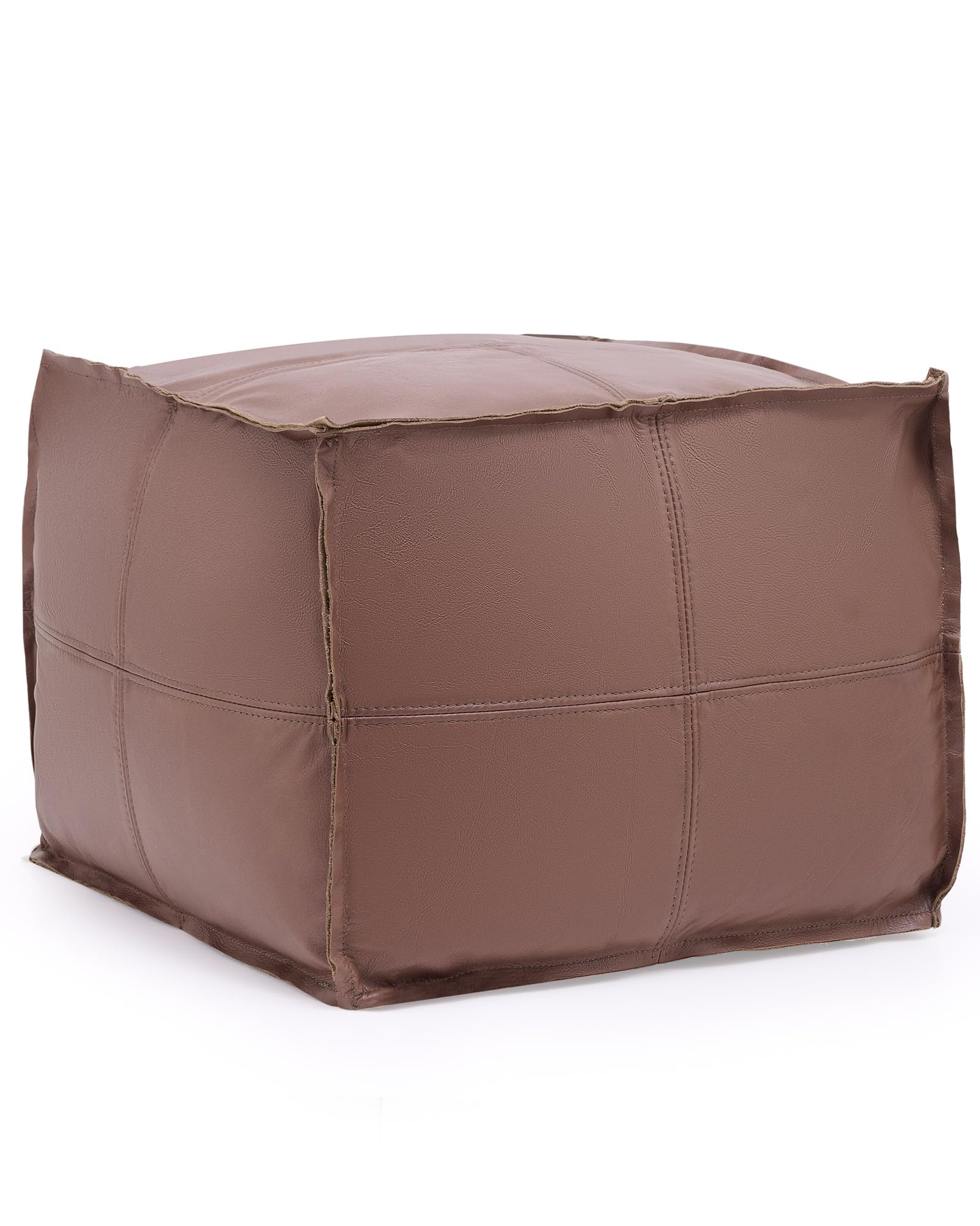 Genuine Leather Square Pouf Ottoman
