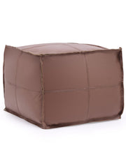 Genuine Leather Square Pouf Ottoman