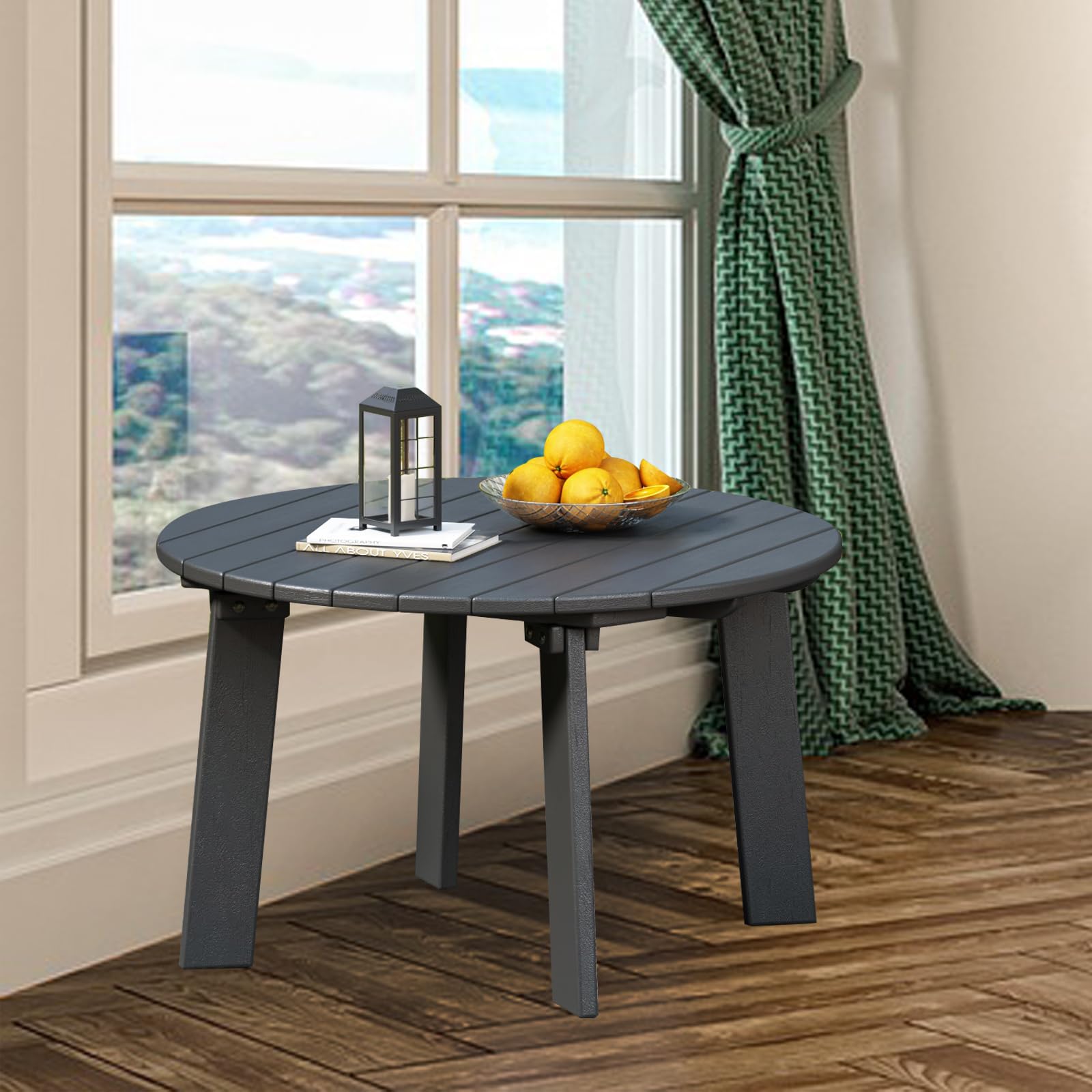 Round Outdoor Coffee Table Grey 31.5 Inch