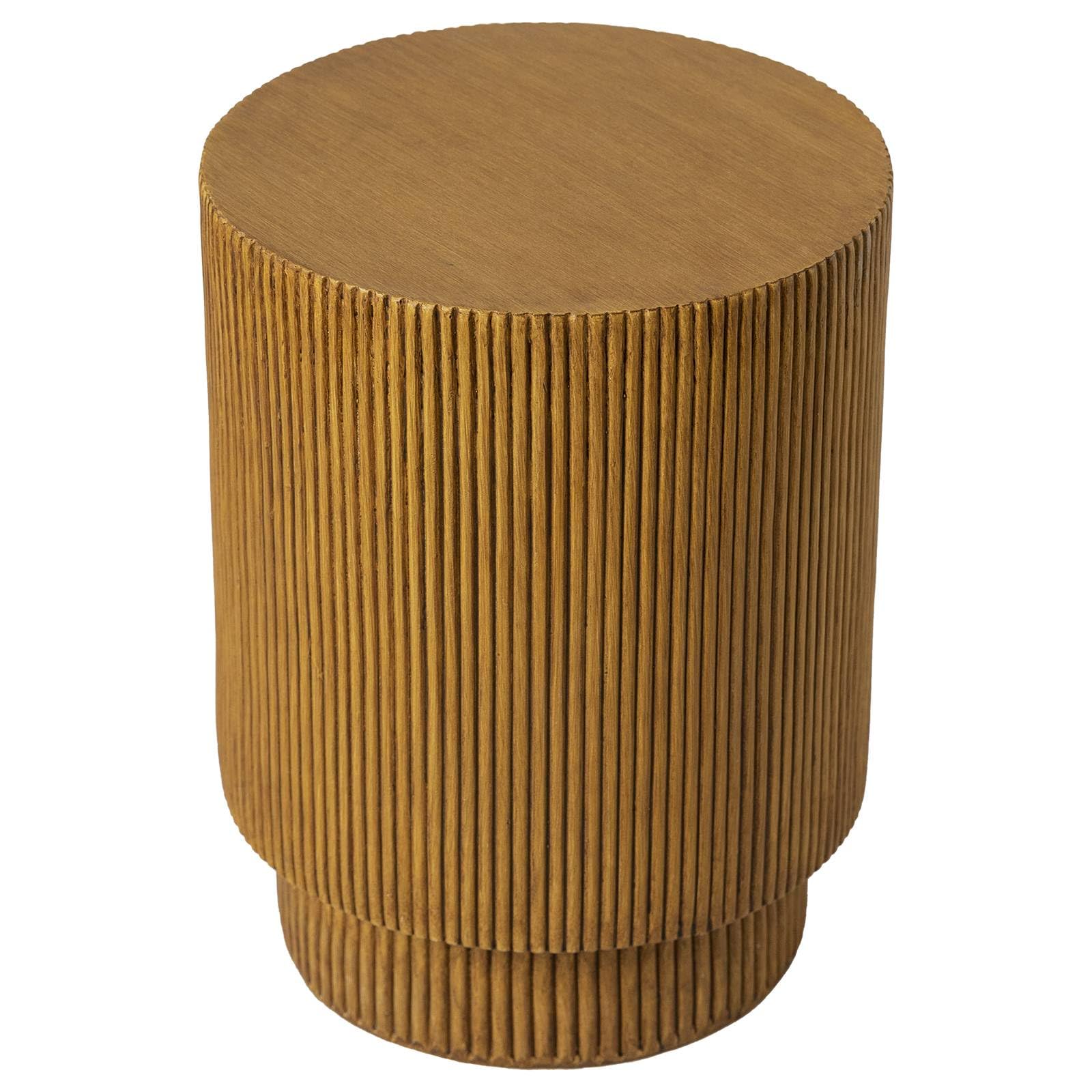 Modern Ribbed Fiberstone Side Table