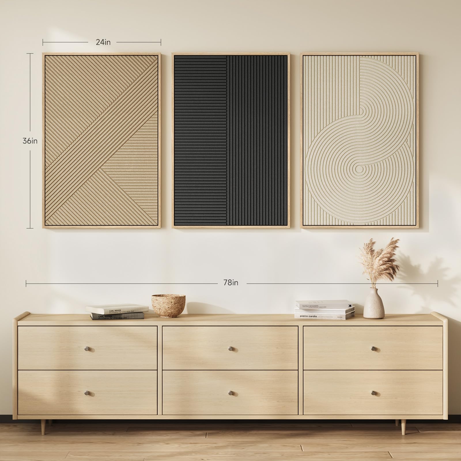 3D Textured Boho Abstract Wall Art Set