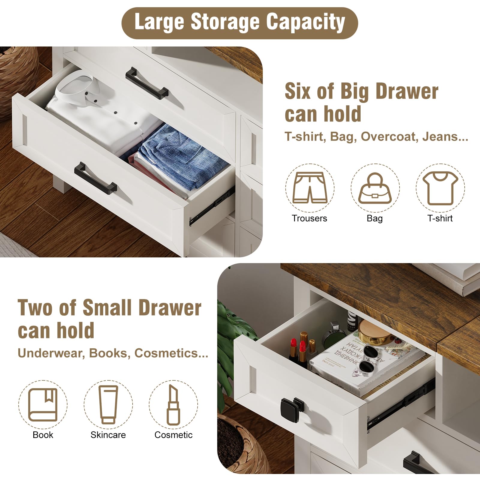 8 Drawer Dresser with LED Mirror