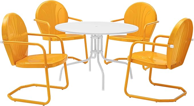 5-Piece Metal Outdoor Dining Set with Round Table and Chairs