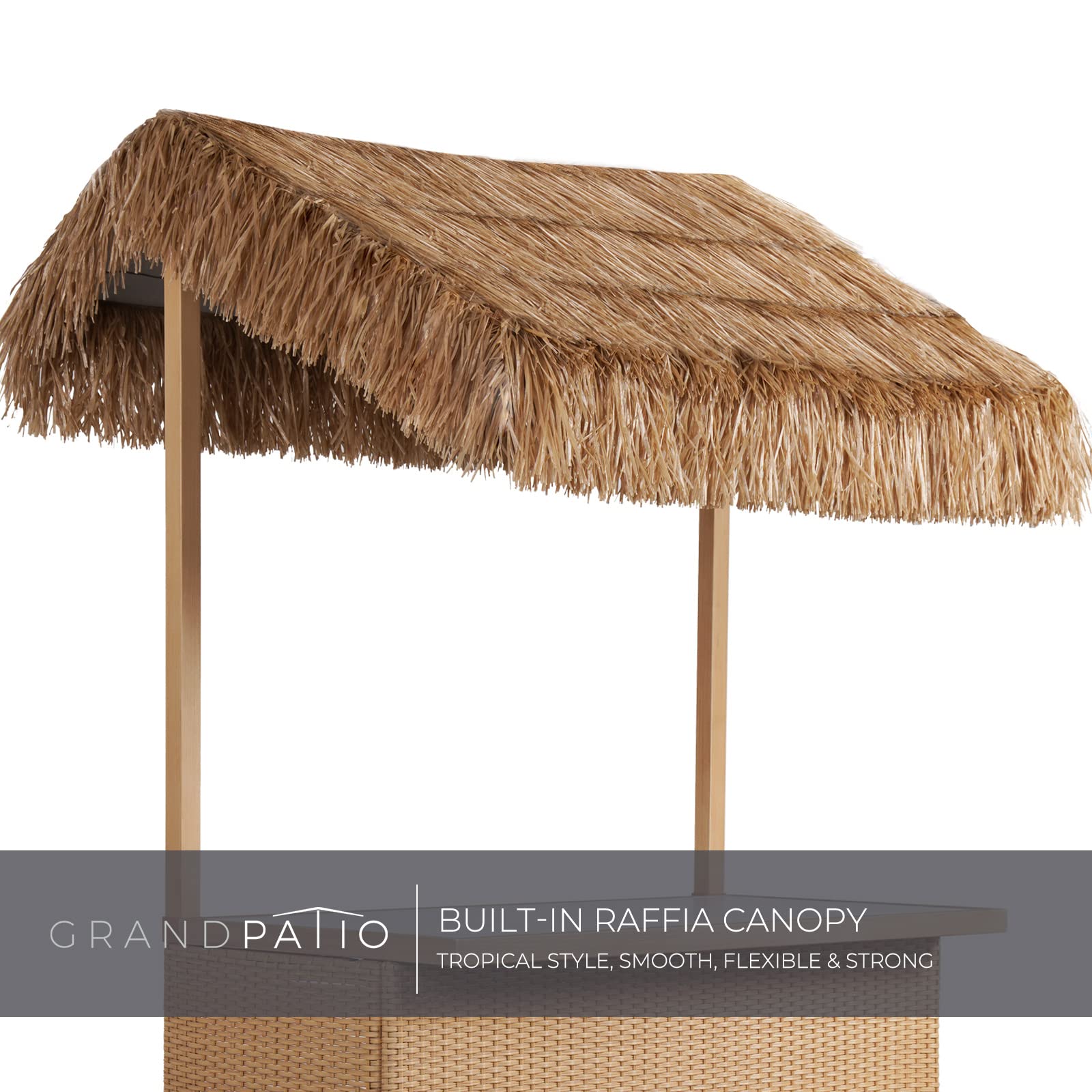 Outdoor Tiki Bar Set with 2 Stools