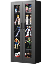 Display Cabinet with Glass Doors and Lockable Storage
