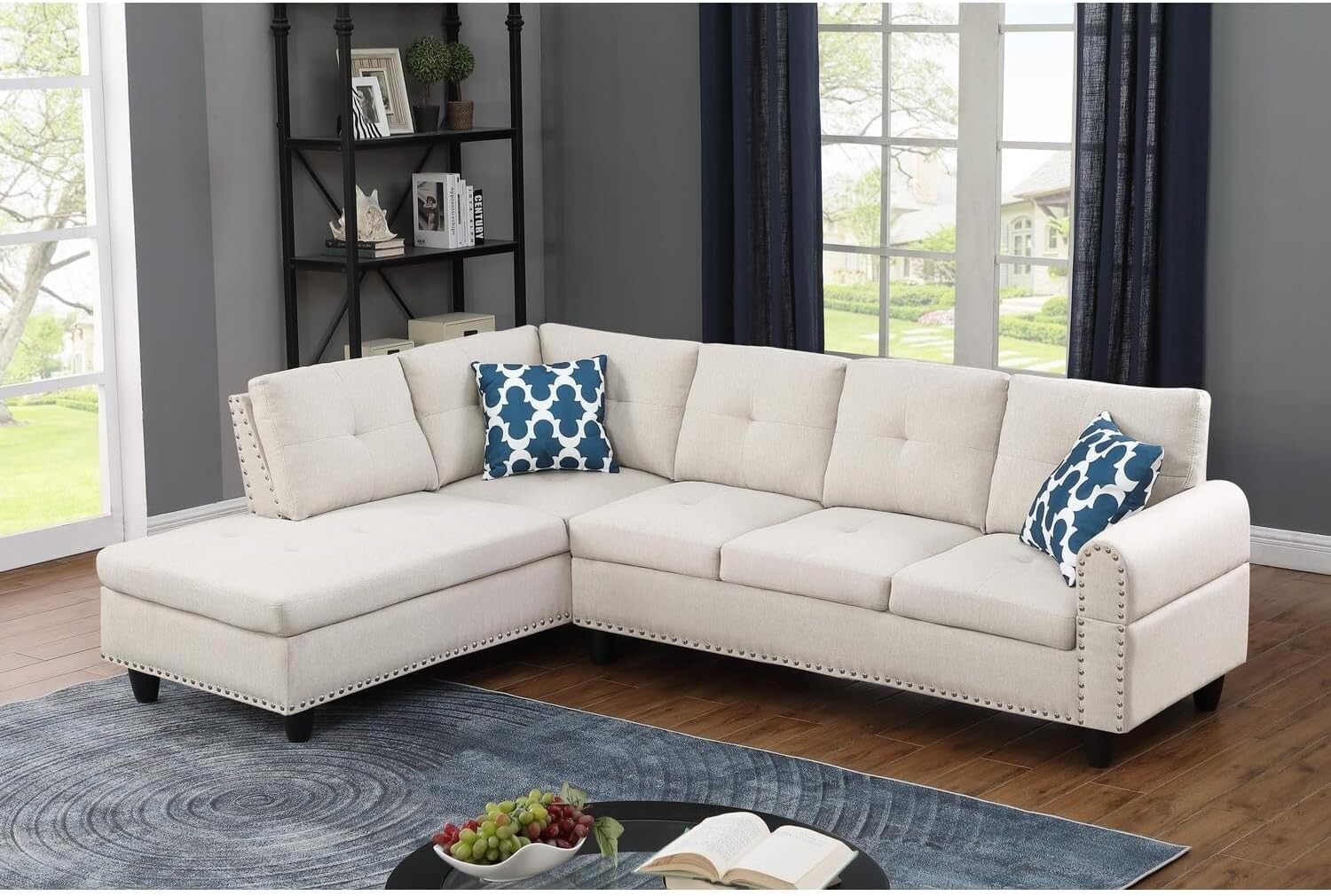 L-Shaped Sectional Sofa with Storage Ottoman