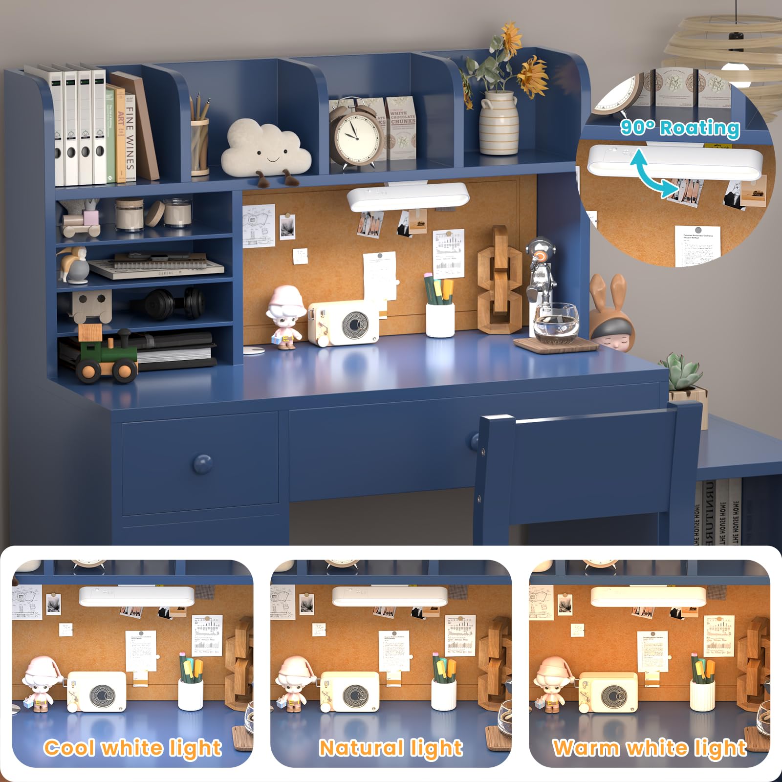 Kids Study Desk and Chair Set with Storage