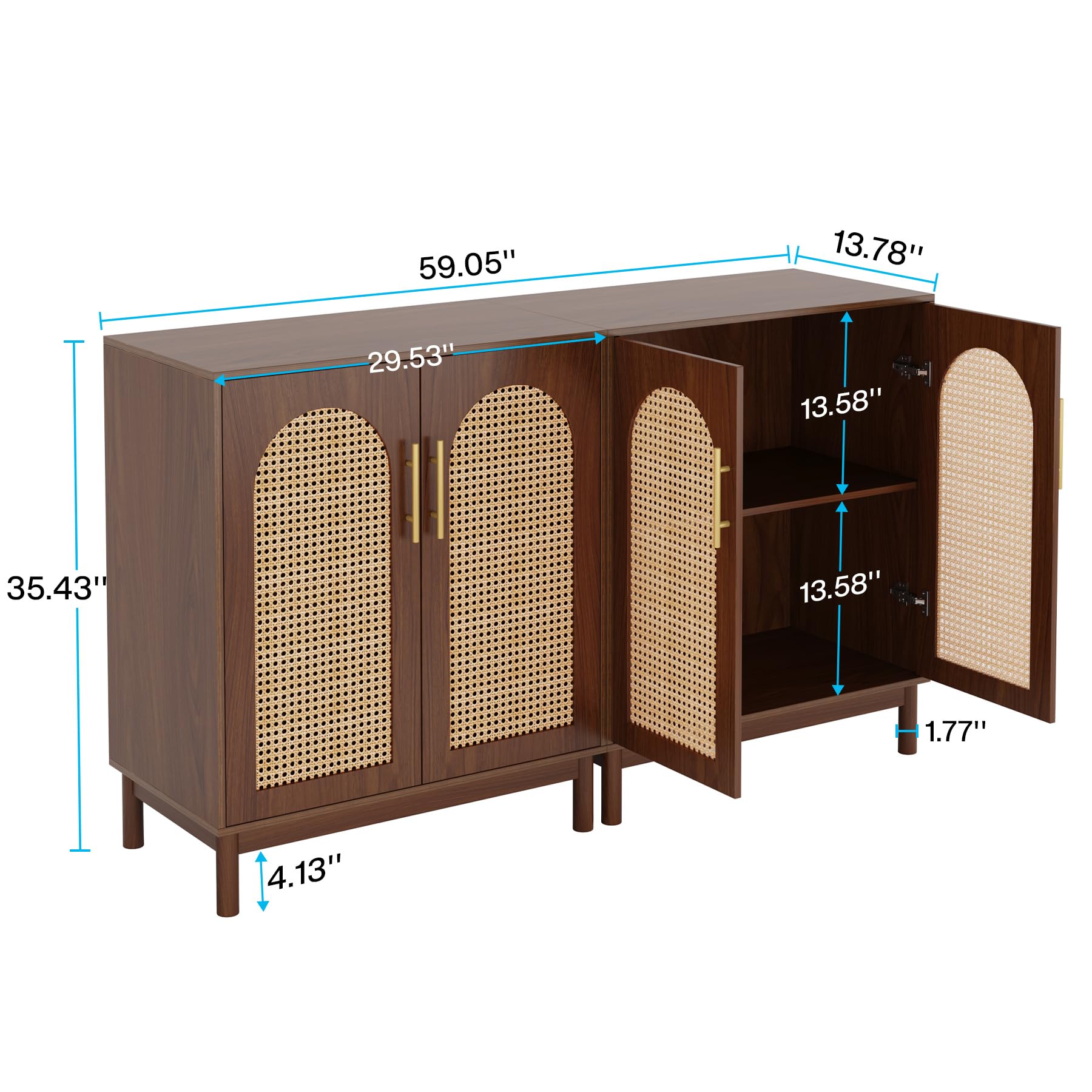 Rattan Sideboard Buffet Cabinet Set of 2