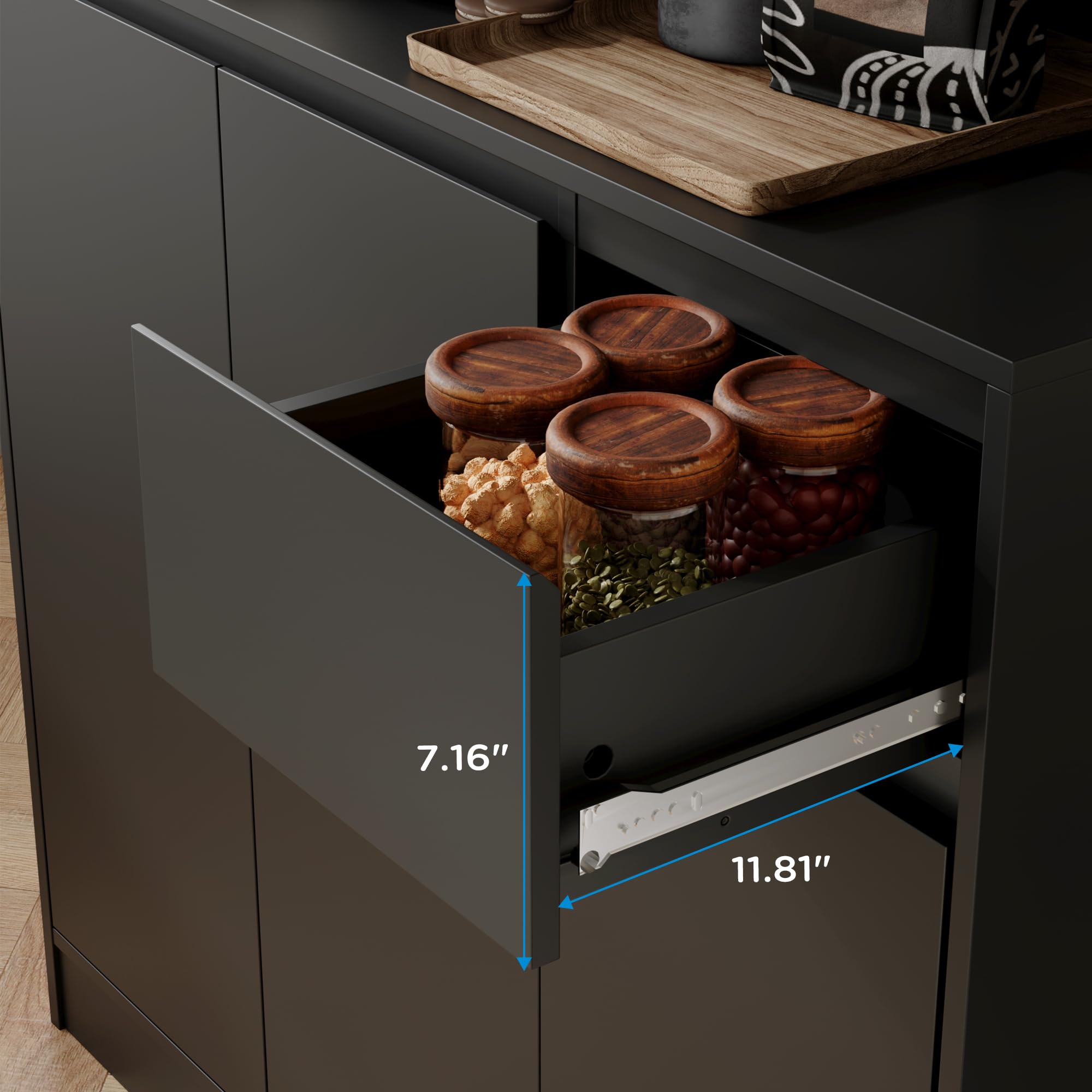 Tall Kitchen Pantry Cabinet with Power Outlet