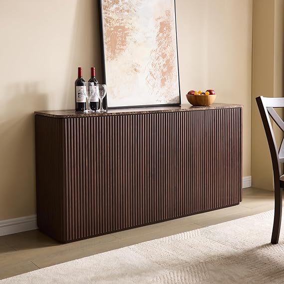 Fluted Sideboard Cabinet with Storage 64 Inch