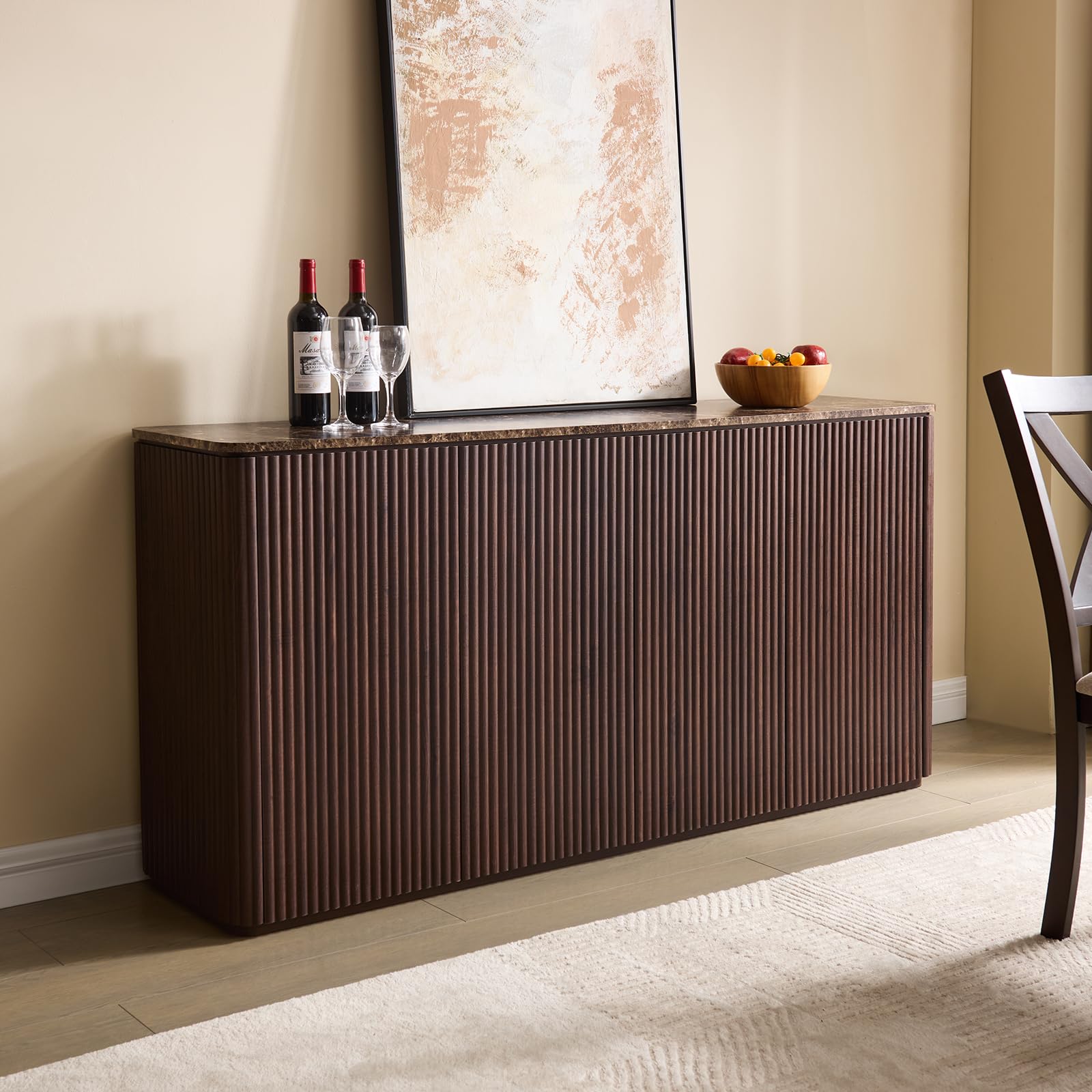 Fluted Sideboard Cabinet with Storage