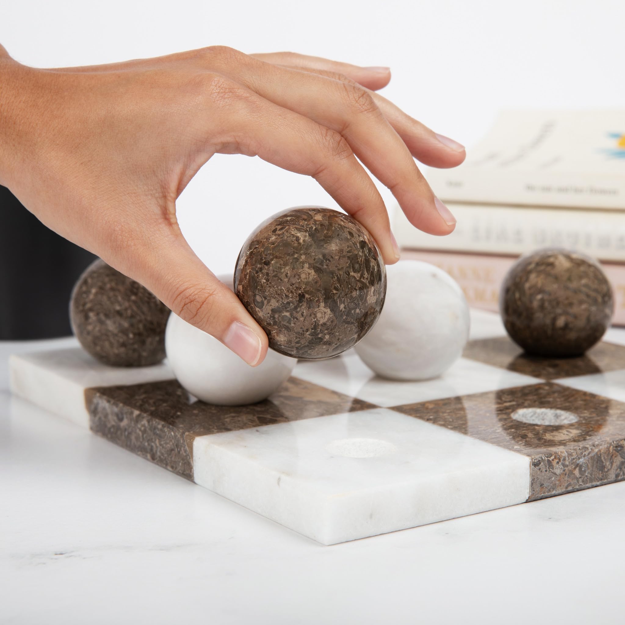 Round Marble Tic Tac Toe Game Set
