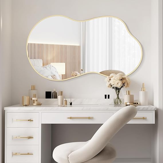 Gold Irregular Wall Mirror with Aluminum Frame