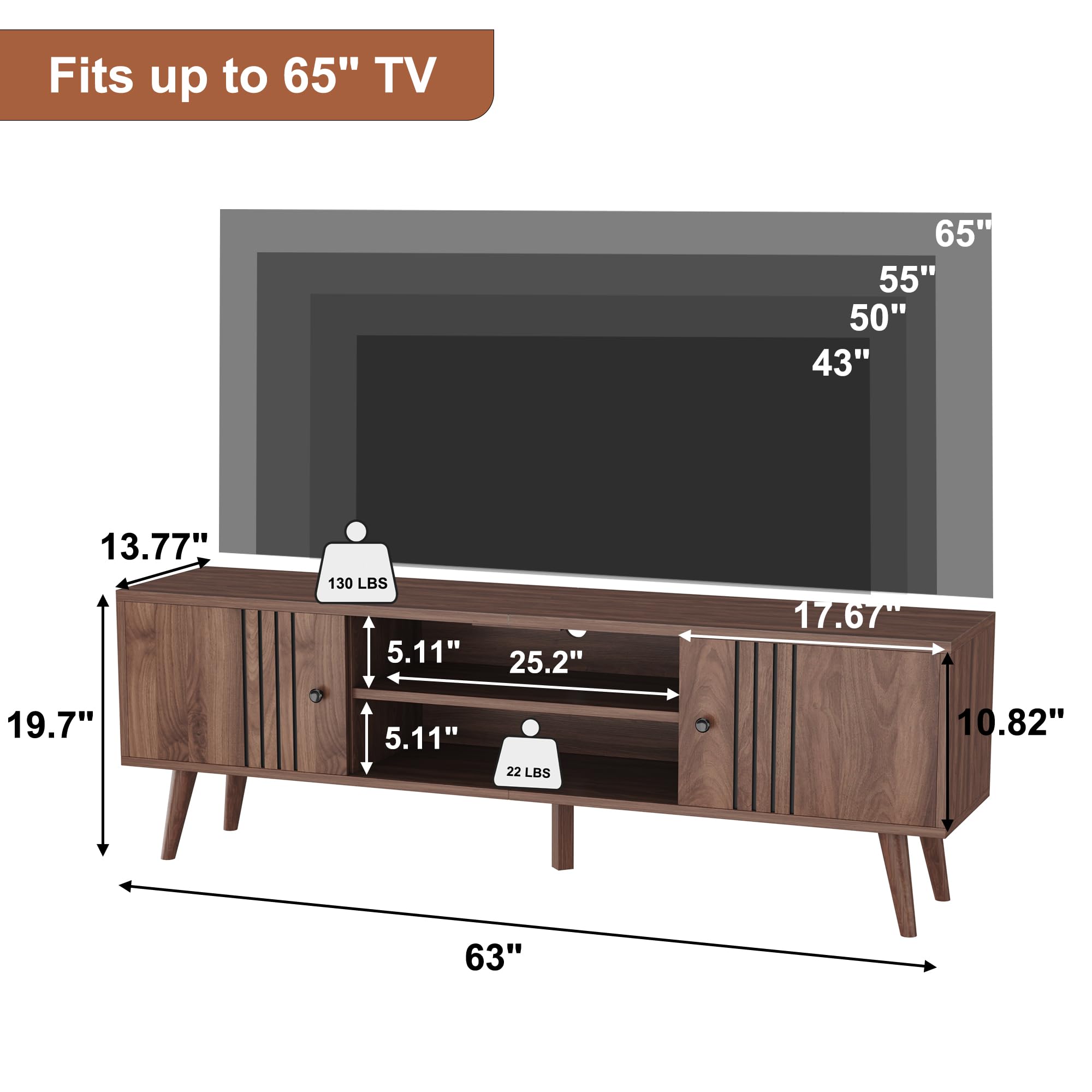 Mid-Century Modern TV Stand with Sliding Door