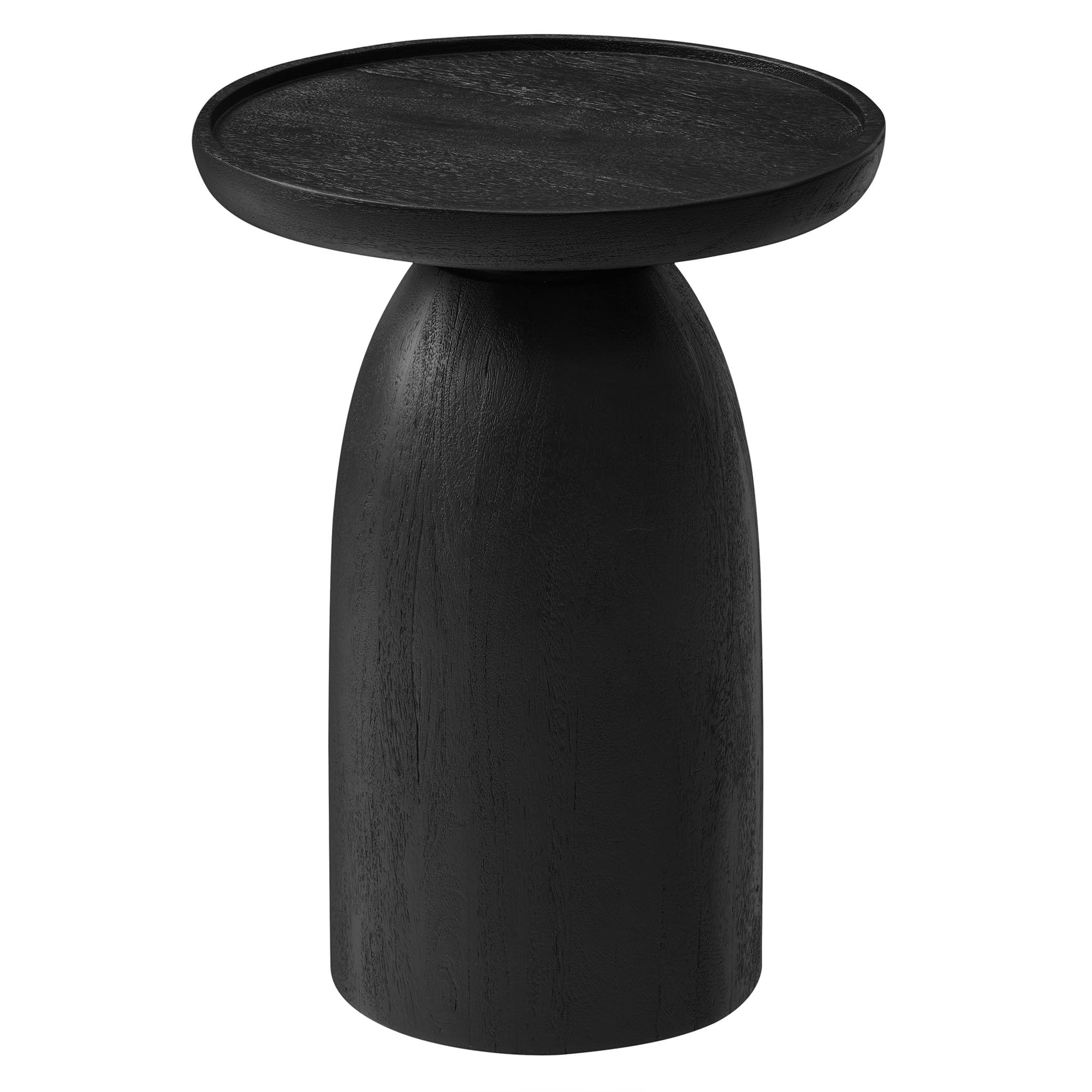 Solid Mango Wood Side End Table in Black