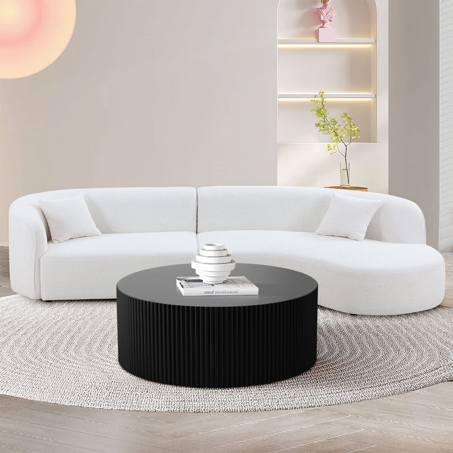 Black Round Drum Coffee Table