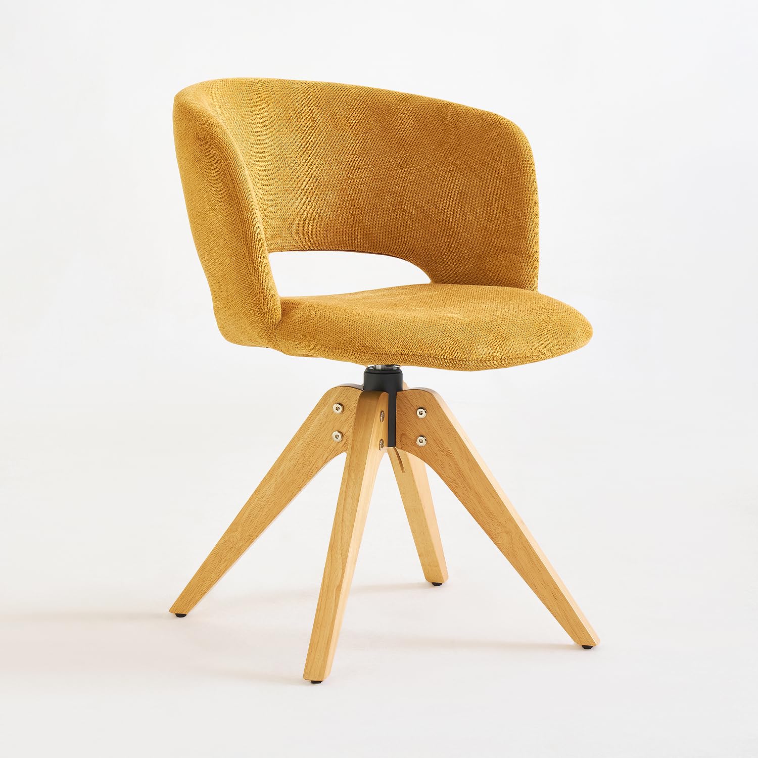 Mid-Century Modern Swivel Accent Chair with Oak Wood Legs