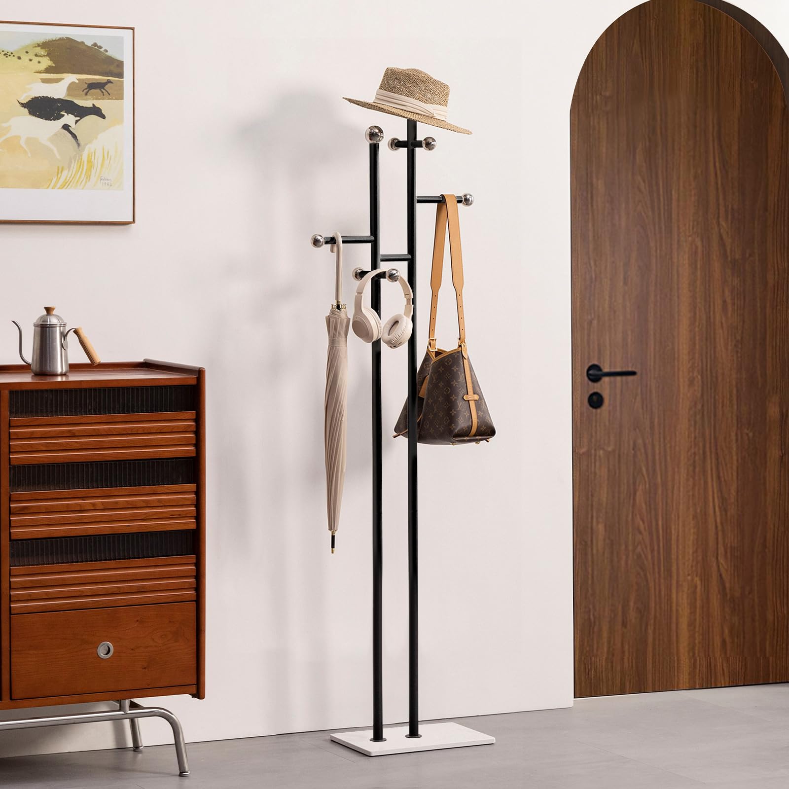 Freestanding Coat Rack with Marble Base