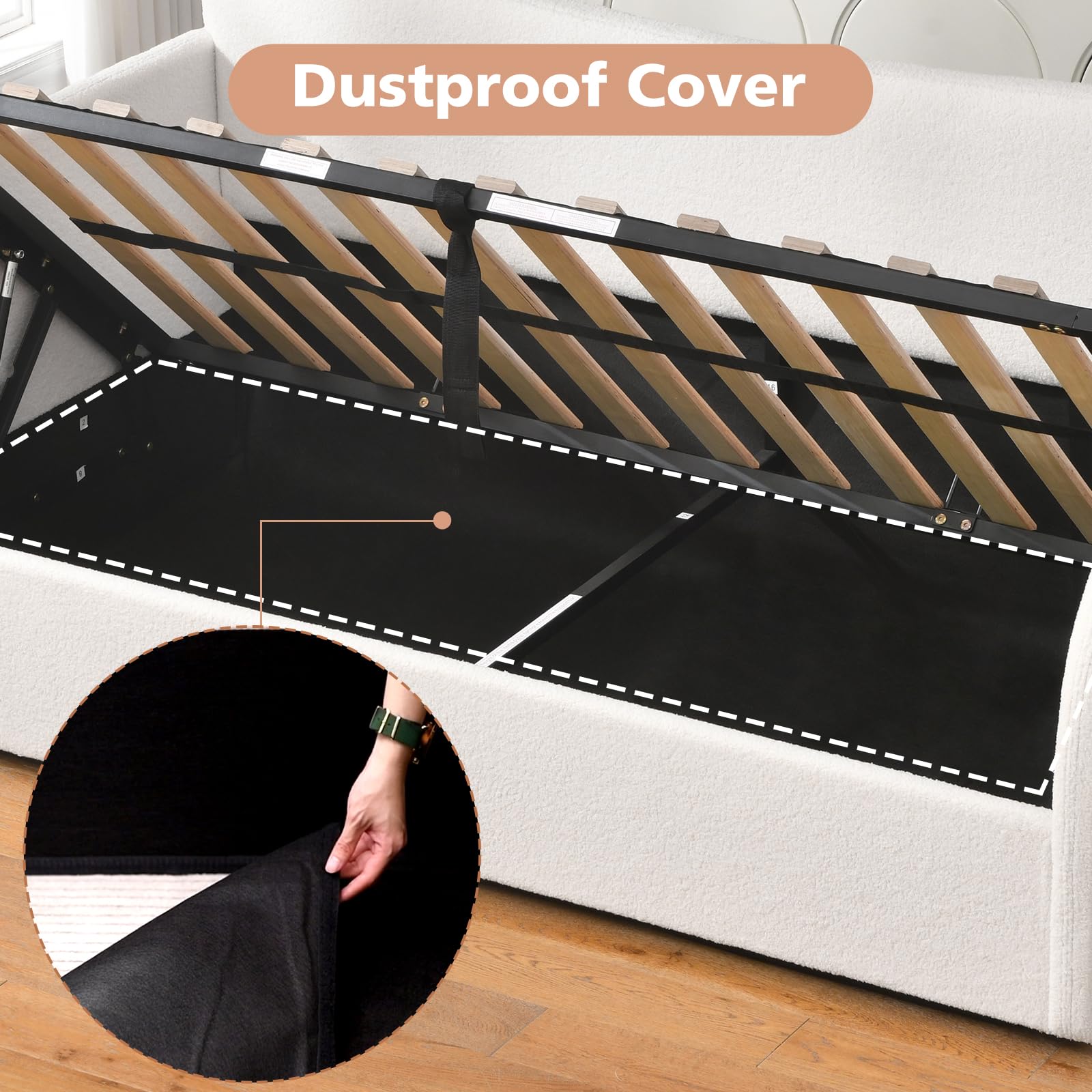Twin Size Upholstered Daybed with Lift-Up Storage