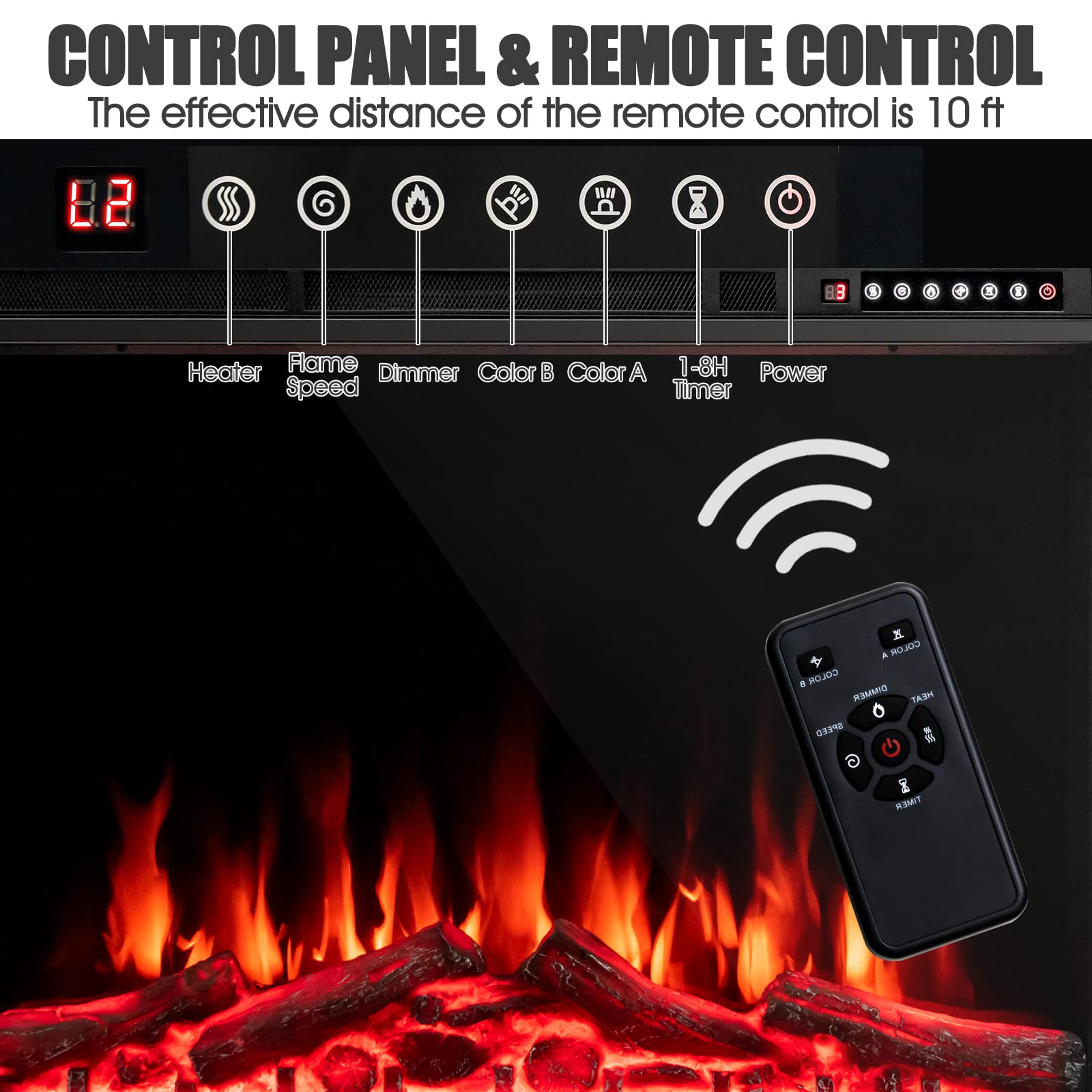 34-Inch Electric Fireplace with Remote Control