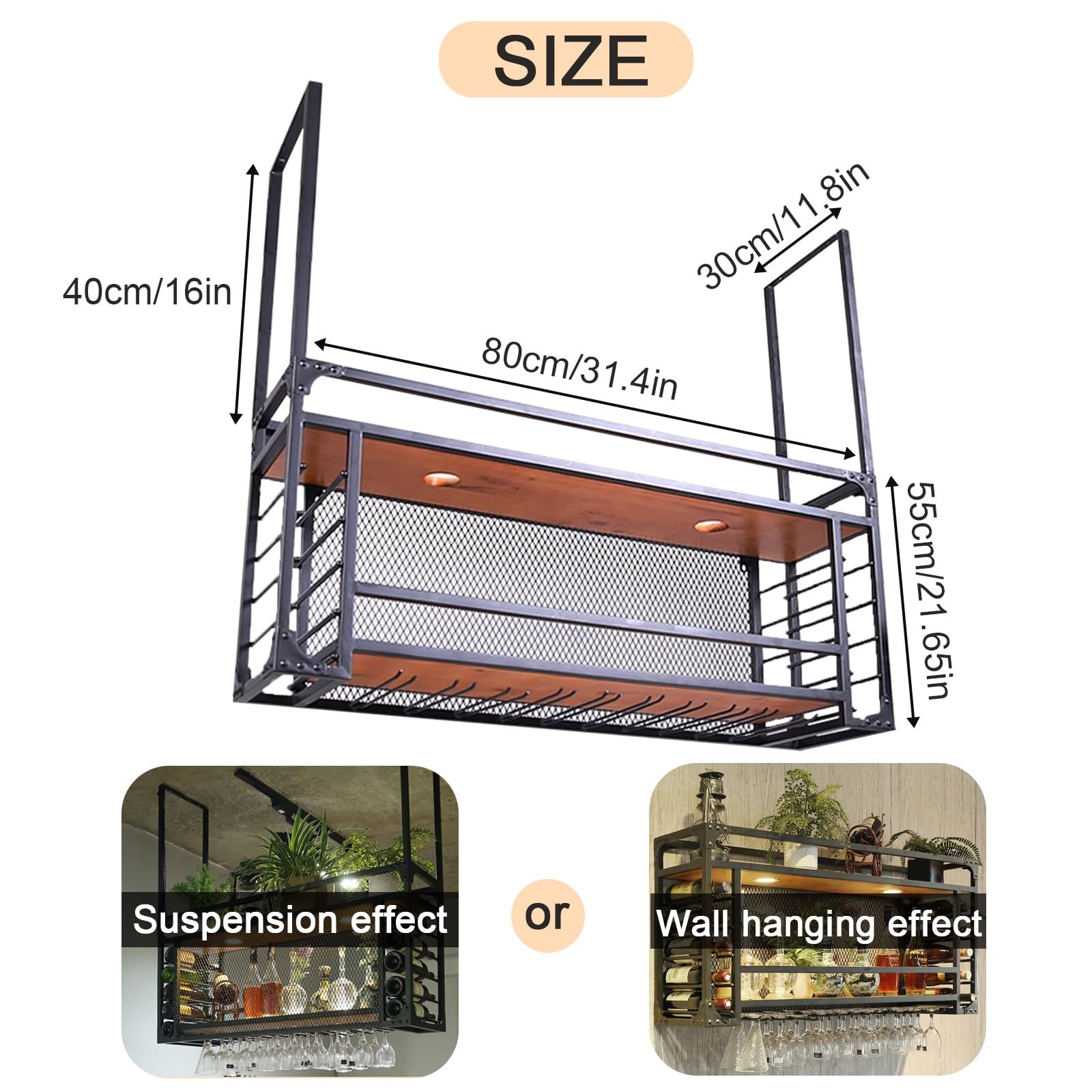 Wall Mounted Wine Rack with LED Lighting