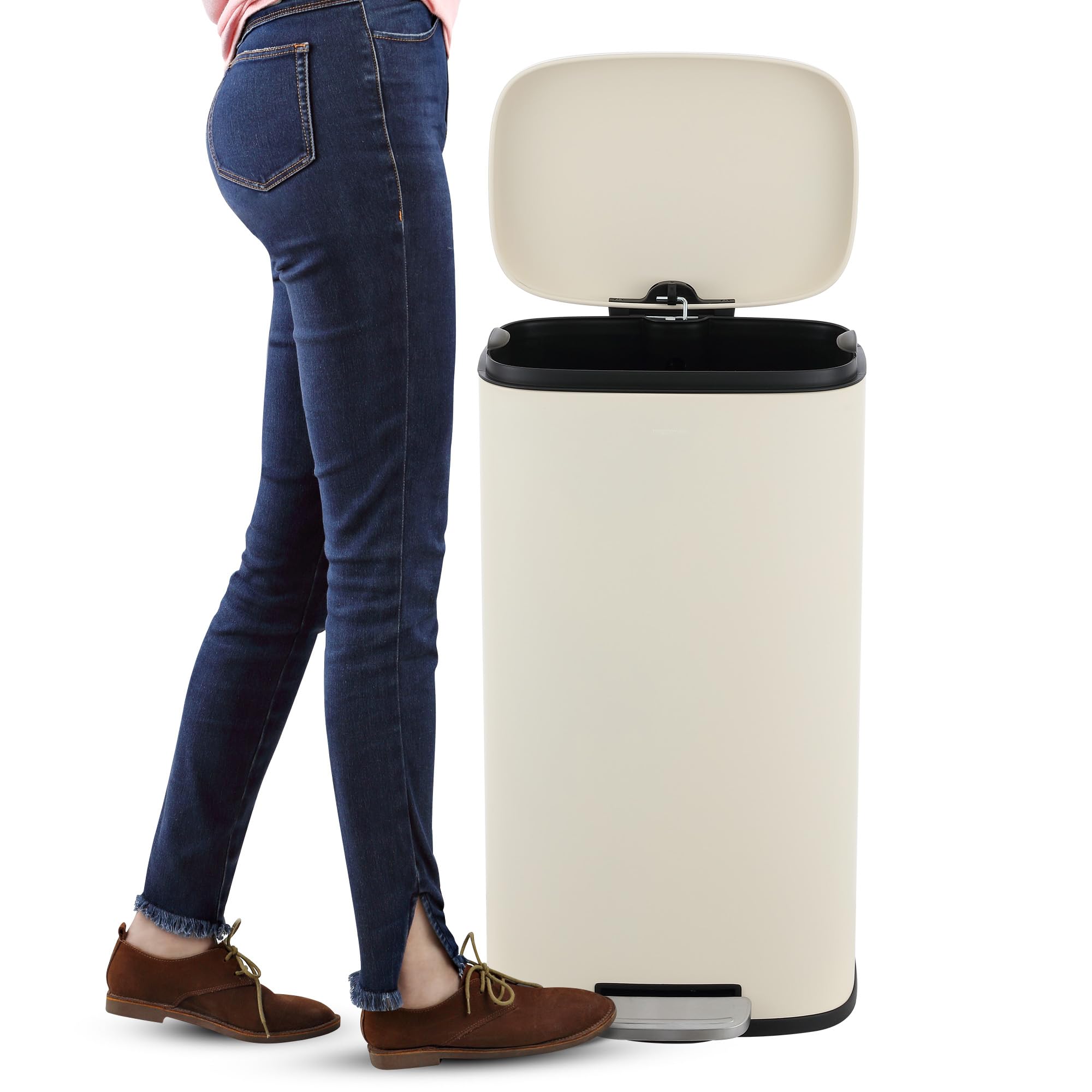 Rectangular Step Trash Can with Soft-Close Lid